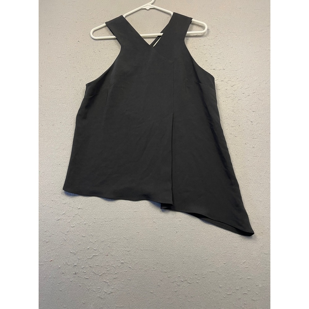 Rachel Rachel Roy Sleeveless Top Asymmetrical Hem Black Large Womens